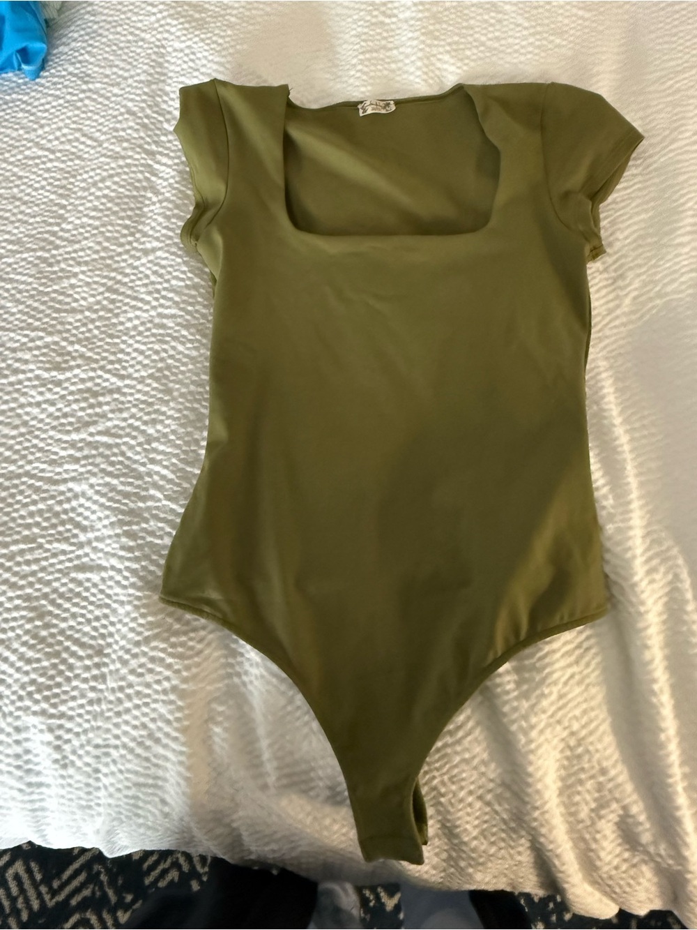 Free People Intimately "Square Eyes" Bodysuit in the shade Avocado Tree